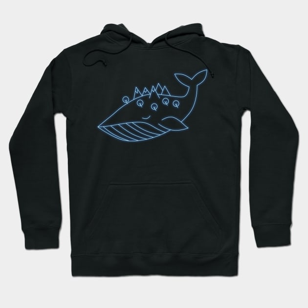 Space Whale Night in the woods Blue Hoodie by MigiDesu